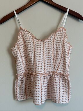 Eyelet Embroidered Peplum Cami Tank Baby Doll Boho Y2K Pink Smocked Crop Dainty
